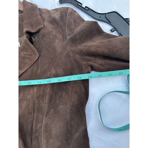 New Moda International Suede Brown Leather Biker Jacket Womens Size 10 No Belt - Picture 8 of 13